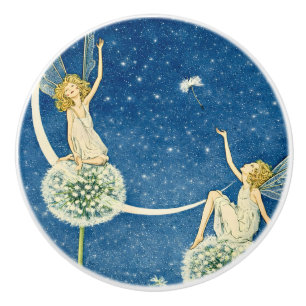 Art Nouveau Dandelion Fairy Illustration Ceramic Knob