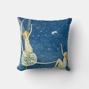 Art Nouveau Dandelion Fairy Illustration Cushion