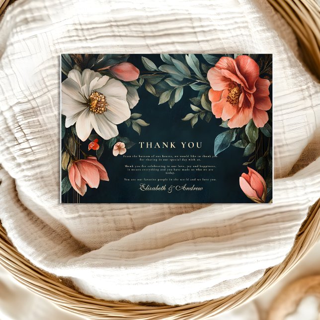 Art Nouveau Dark Florals Thank You Card (Creator Uploaded)