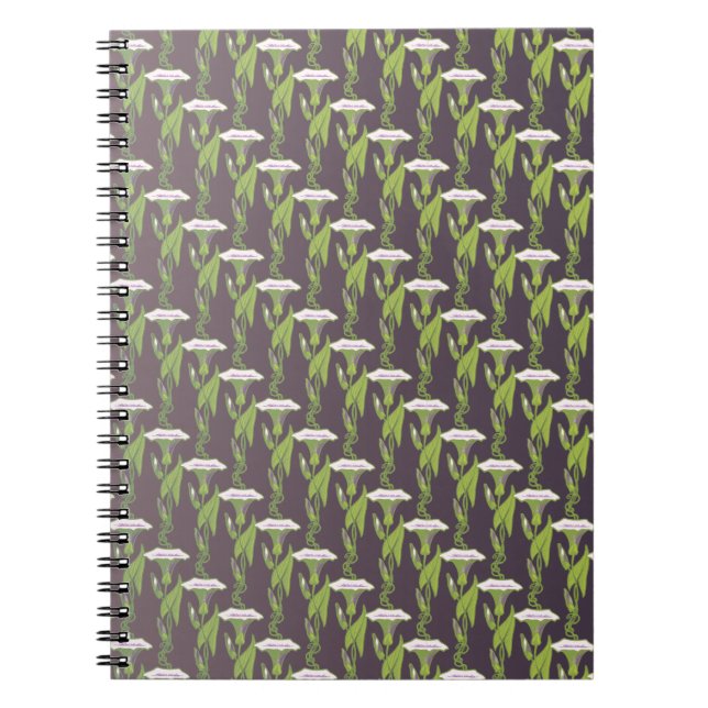 Art Nouveau dark Ipomoea floral wallpaper art Spiral Notebook (Front)