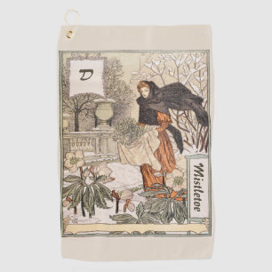 Art Nouveau December Winter Garden Illustration Golf Towel