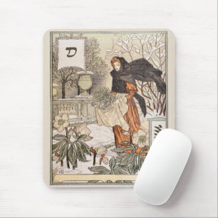 Art Nouveau December Winter Garden Illustration Mouse Pad
