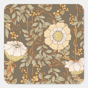 Art Nouveau: Decorative Floral Vintage. Square Sticker