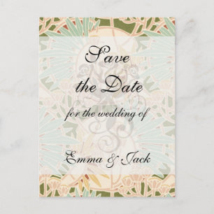 art nouveau decorative foliage floral announcement postcard