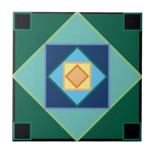 Art Nouveau decorative geometric squares Tile