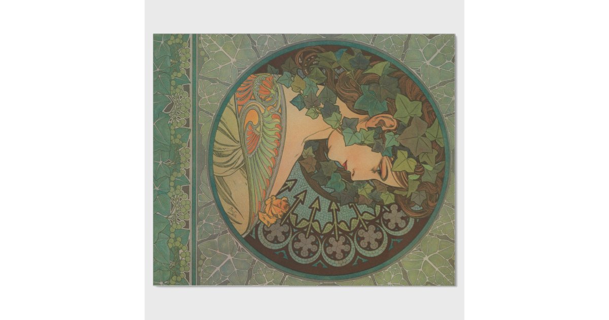 Art Nouveau Decoupage Poster Wrapping Paper Zazzle.co.nz