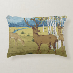 Art Nouveau Deer Forest Maurice Verneuil Art Decorative Cushion