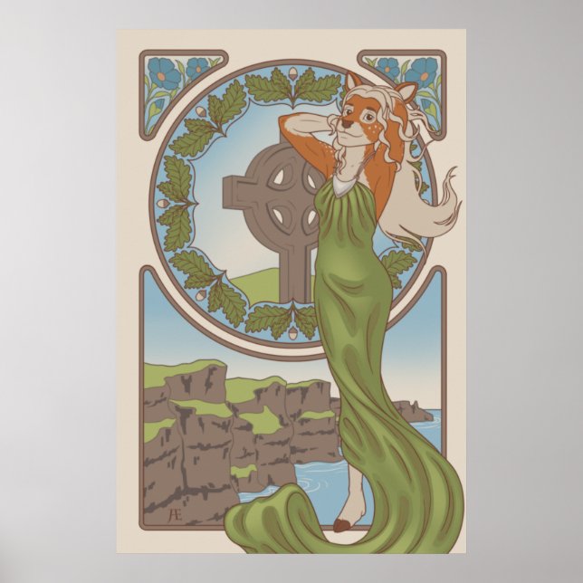 Art Nouveau Deer Furry Poster (Front)