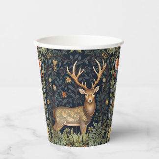 Art nouveau deer in the garden paper cups
