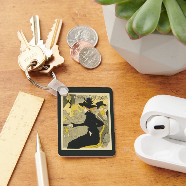Art Nouveau, Divan Japonais by Toulouse Lautrec Key Ring (Desk)
