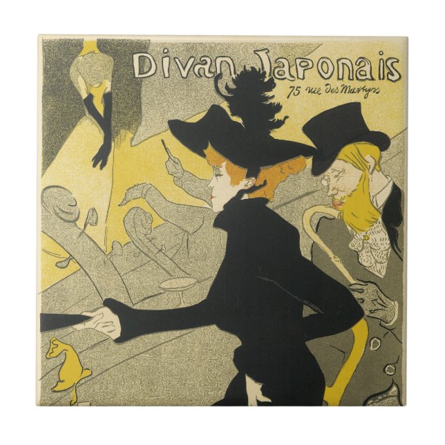 Art Nouveau, Divan Japonais by Toulouse Lautrec Tile (Front)
