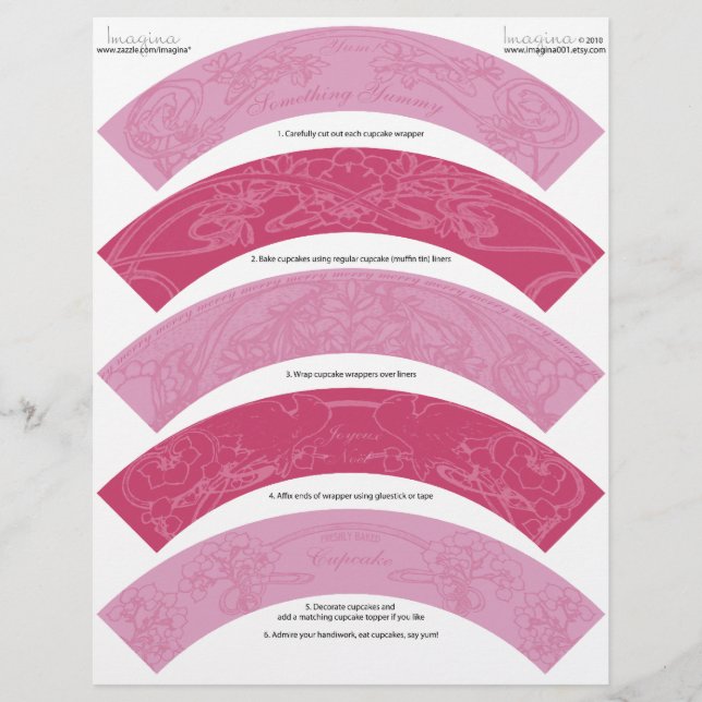 Art Nouveau DIY Christmas Cupcake Wrappers Wraps (Front)