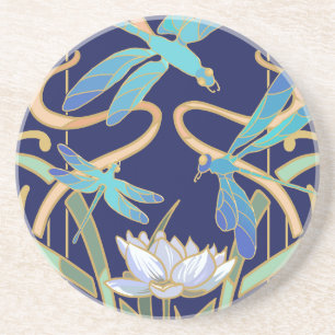Art Nouveau Dragonflies Pattern Coaster