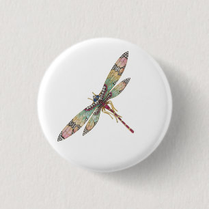 Art Nouveau Dragonfly  3 Cm Round Badge