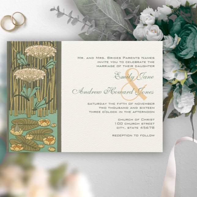 Art Nouveau Dragonfly dark font RGB HexCode 4C5A49 Invitation (Creator Uploaded)