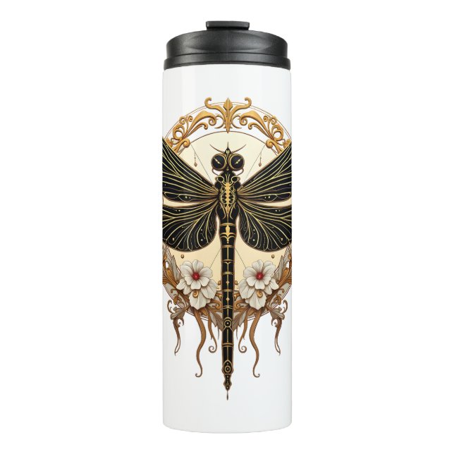 Art Nouveau Dragonfly Elegant Steampunk Thermal Tumbler (Front)