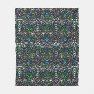 art nouveau dragonfly fleece blanket