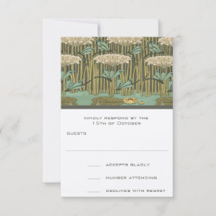 Art Nouveau Dragonfly Lily Pad RSVP Response Card