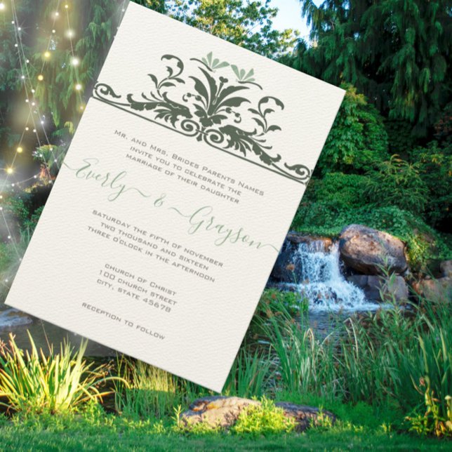 Art Nouveau Dragonfly Pale Mint Wedding  Invitation (Creator Uploaded)