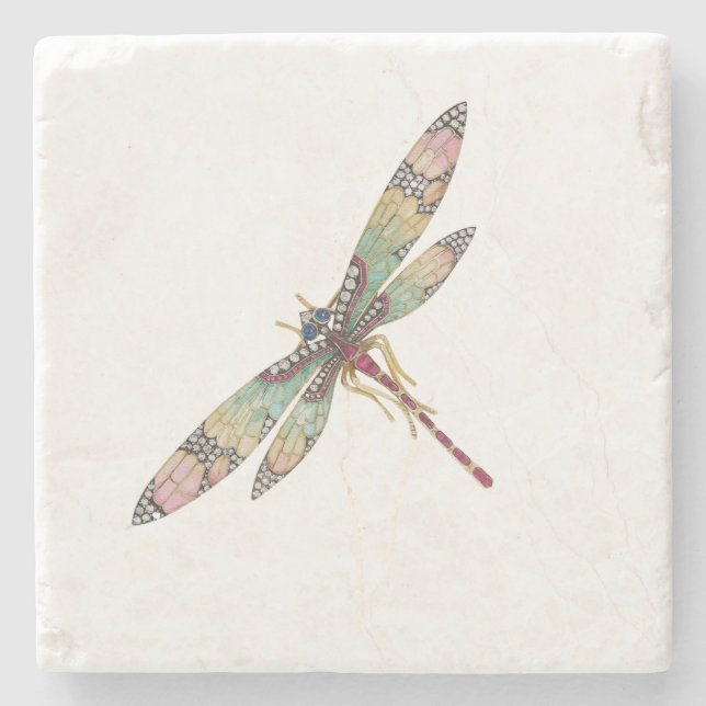 Art Nouveau Dragonfly Stone Coaster (Front)