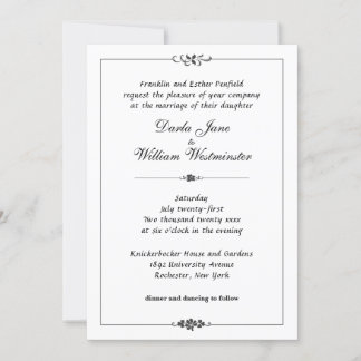 Art Nouveau Dusty Blue Wedding Invitation