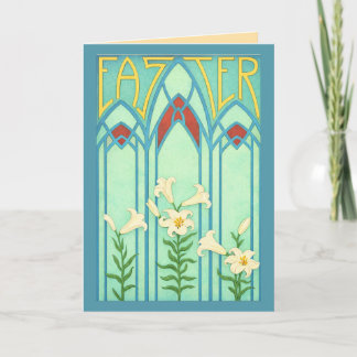 Art Nouveau Easter with White Lilies Holiday Card