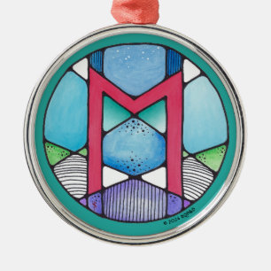 Art Nouveau Ehwaz Rune of Loyalty Metal Tree Decoration