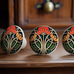 Art Nouveau Elegance Knobs Pull<br><div class="desc">Introducing the Art Nouveau Elegance Knobs, a stunning addition to any home décor that blends functionality with artistic flair. This beautifully crafted ceramic knob features an intricate design inspired by the Art Nouveau movement, chraacterised by its flowing lines and organic forms. The central motif showcases a vibrant red flower flanked...</div>