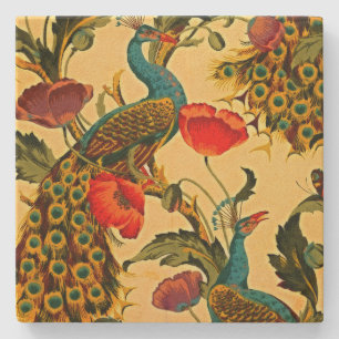 Art Nouveau Elegance: Sidewall, The Peacock, 1896 Stone Coaster