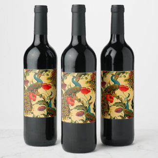 Art Nouveau Elegance: Sidewall, The Peacock, 1896 Wine Label