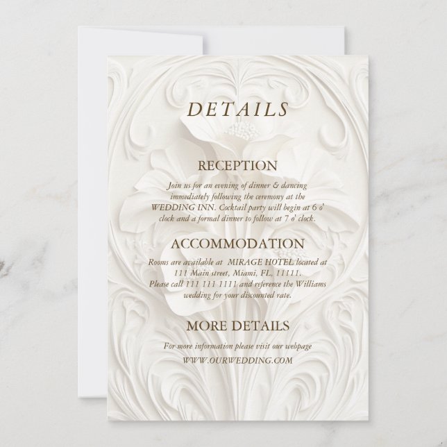 Art Nouveau Elegant Floral All in one Wedding Invitation (Back)