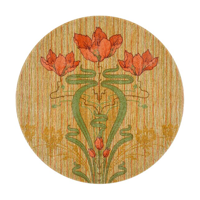 Art nouveau elegant floral poppy flowers victorian cutting board (Front)