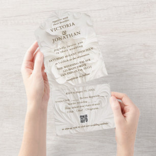 Art Nouveau Elegant Floral Wedding All In One Invitation