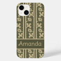 Art Nouveau Elegant Flowers Beige and Sage Green