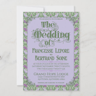 Art Nouveau Elegant Lovebirds Lavender Invitation