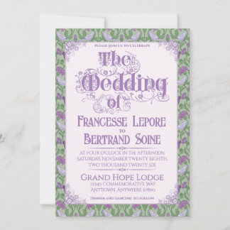 Art Nouveau Elegant Lovebirds Lilac Invitation