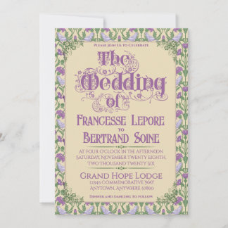 Art Nouveau Elegant Lovebirds Vintage Yellow  Invitation