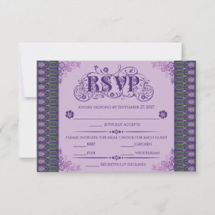 Art Nouveau Elegant Purple Thistle Border RSVP Card