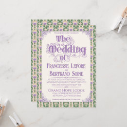 Art Nouveau Elegant Thistle Butter Yellow Invitation