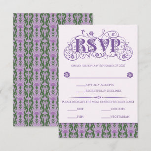 Art Nouveau Elegant Thistle Lilac RSVP Card