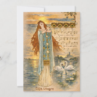 Art Nouveau Elsa Lohengrin Poster with Swans  Invitation