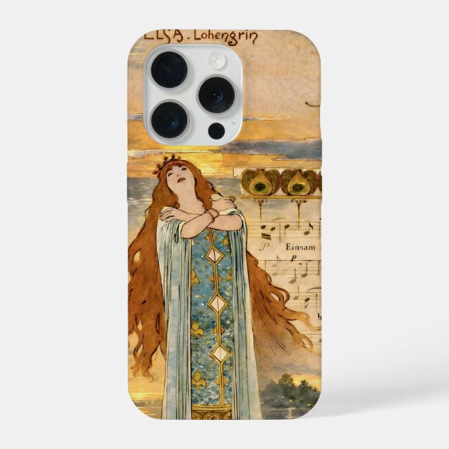 Art Nouveau Elsa Lohengrin Poster with Swans  iPhone Case (Back)