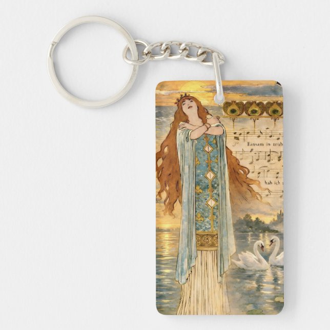 Art Nouveau Elsa Lohengrin Poster with Swans  Key Ring (Front)