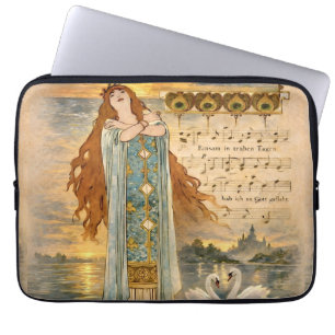 Art Nouveau Elsa Lohengrin Poster with Swans Laptop Sleeve
