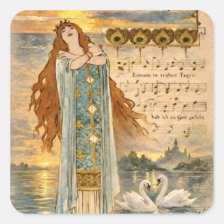 Art Nouveau Elsa Lohengrin Poster with Swans  Square Sticker