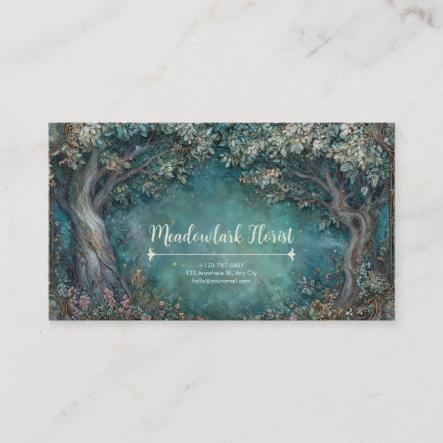 Art Nouveau Enchanted Forest Business Card (Front)