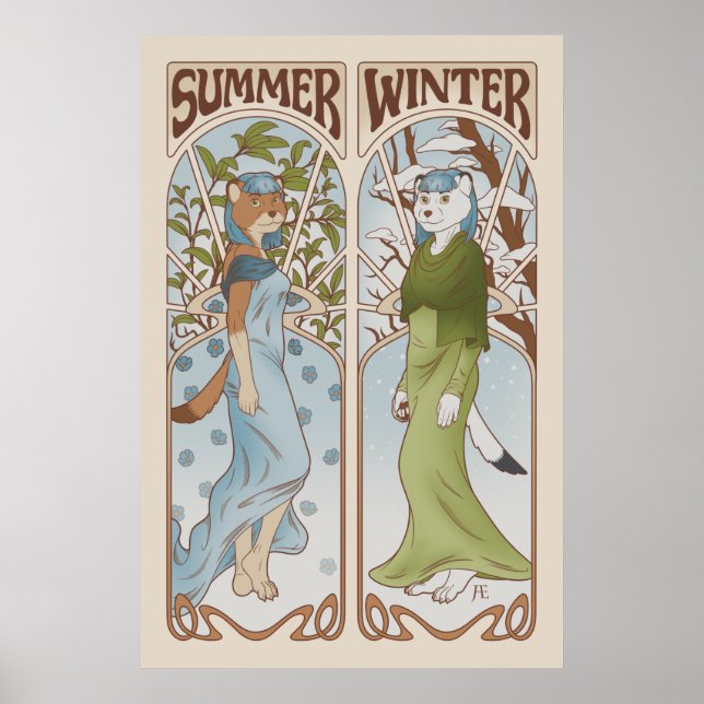 Art Nouveau Ermine Furry Poster (Front)