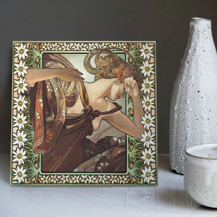 Art Nouveau Étoile du Soir Mucha Edelweiss Decor Tile