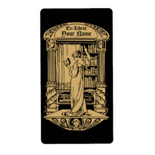 Art Nouveau Ex Libris Girl & Books Template