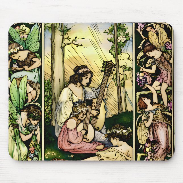 Art Nouveau fairy illustration Mouse Pad (Front)